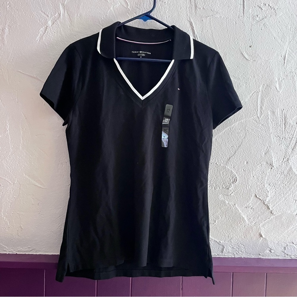 Tommy Hilfiger V-Neck Collared Top Size Medium NWT